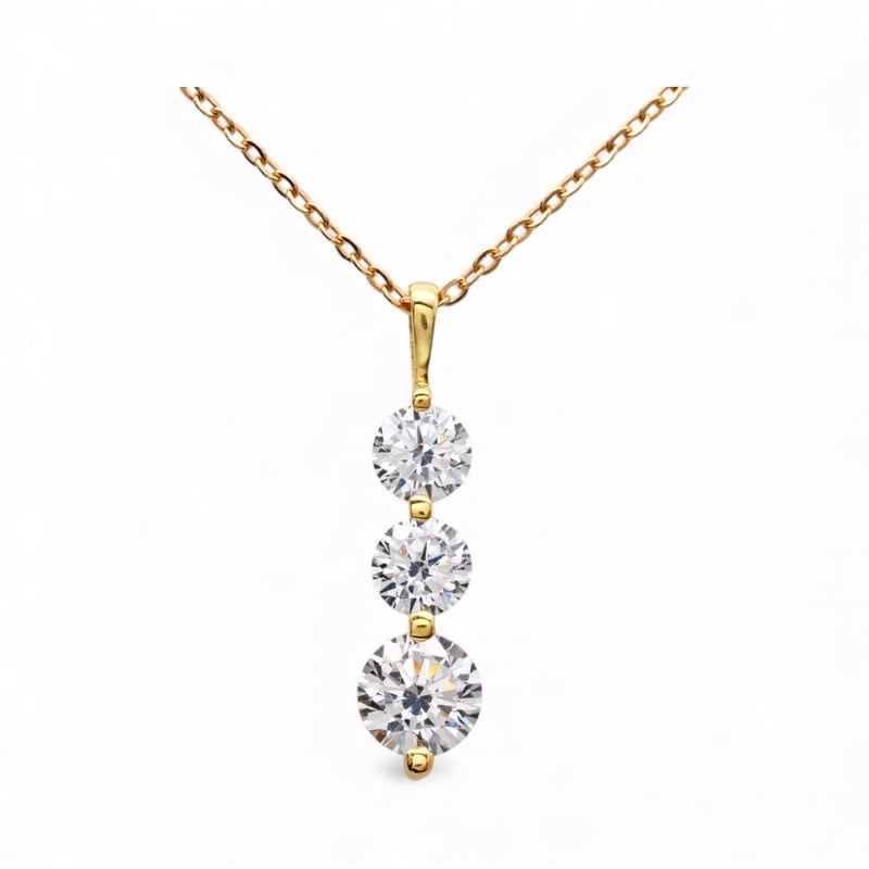 18K ダイヤモンド ネックレス トリロジー 3連 ペンダント 18金 YG