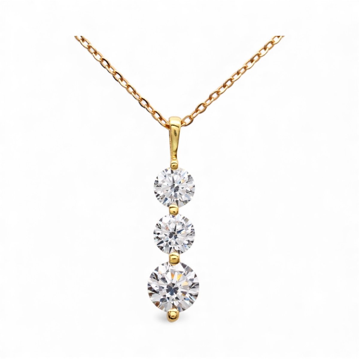 18K ダイヤモンド ネックレス トリロジー 3連 ペンダント 18金 YG 