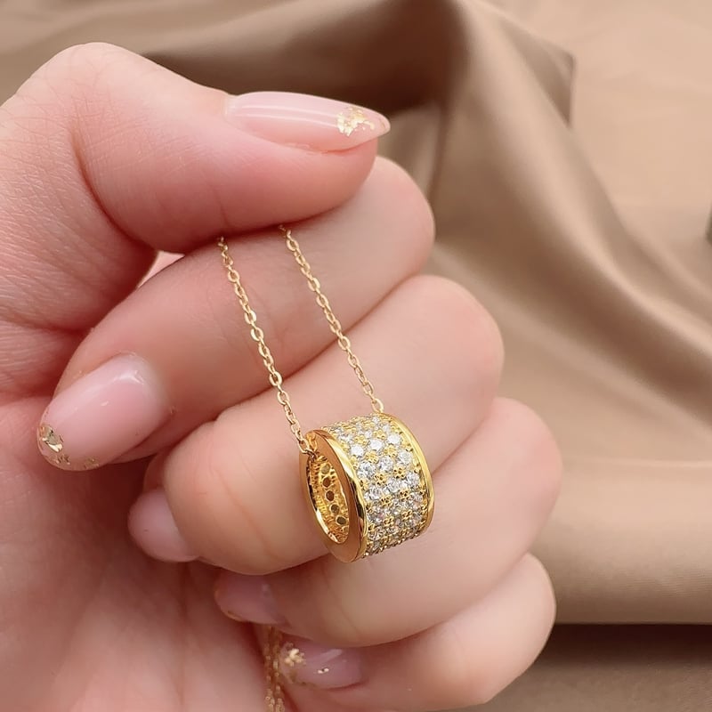 18金製 ダイヤモンド ネックレス 樽 バレル ハワイアンジュエリー K18