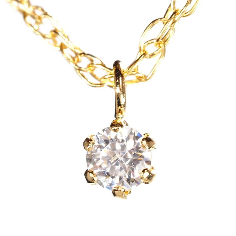 18K 一粒 ダイヤモンド ネックレス 0.1ct 18金 イエロー