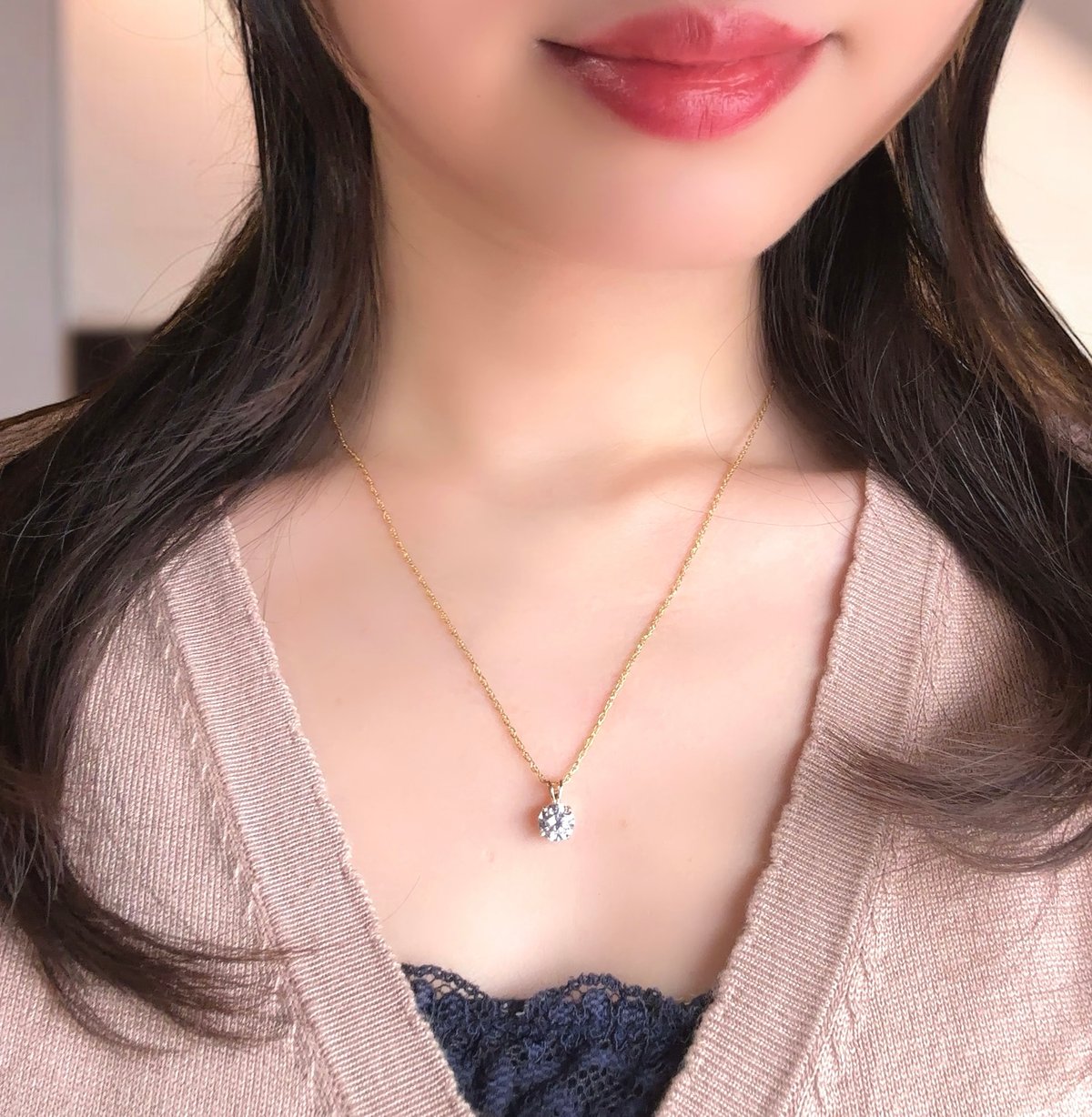 18K 一粒 ダイヤモンド ネックレス 1ct 18金 ゴールド ソリティア Y 