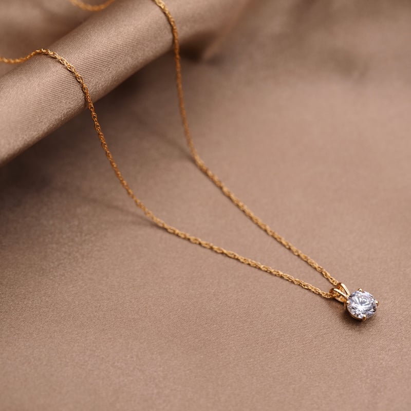 18K 一粒 ダイヤモンド ネックレス 1ct 18金 ゴールド ソリティア Y