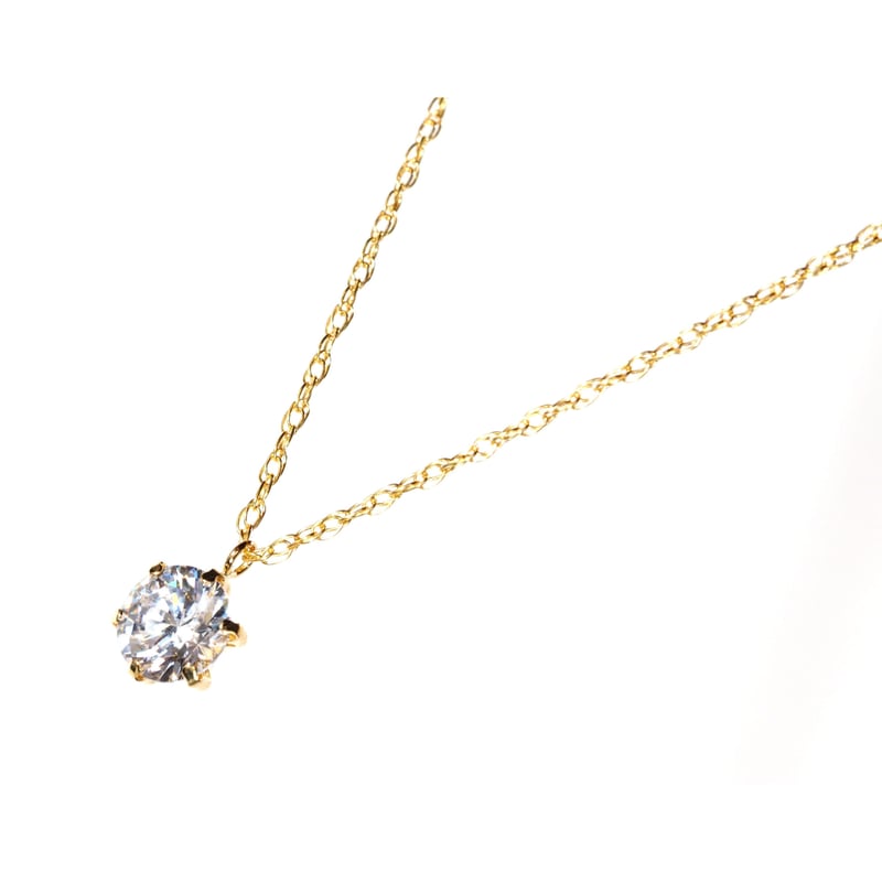 18K 一粒 ダイヤモンド ネックレス 大粒 1ct 18金 イエロー ゴールド 