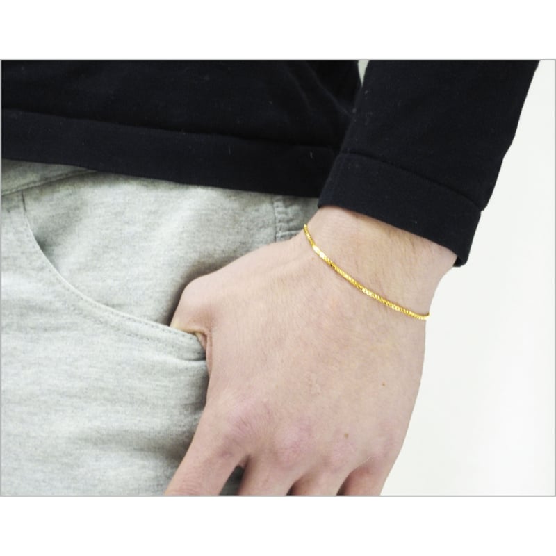 18金 ゴールド 仕上げ ベネチアン ブレスレット チェーン レディース