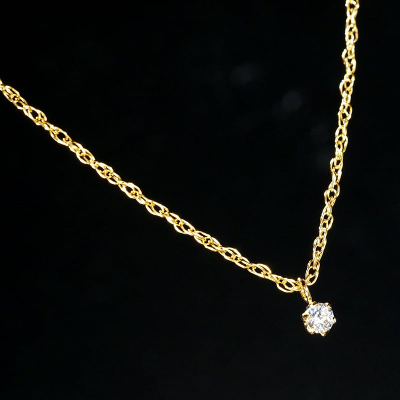 18K 一粒 ダイヤモンド ネックレス 0.1ct 18金 イエロー ゴールド 