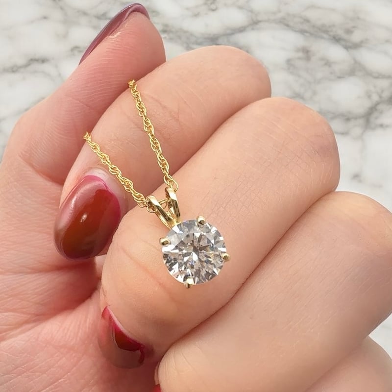 18K 一粒 ダイヤモンド ネックレス 1ct 18金 ゴールド ソリティア Y
