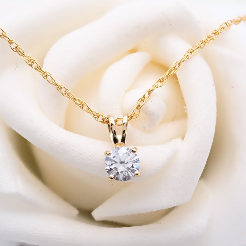 18K 一粒 ダイヤモンド ネックレス 0.35ct 18金 ゴールド ソリティア Y