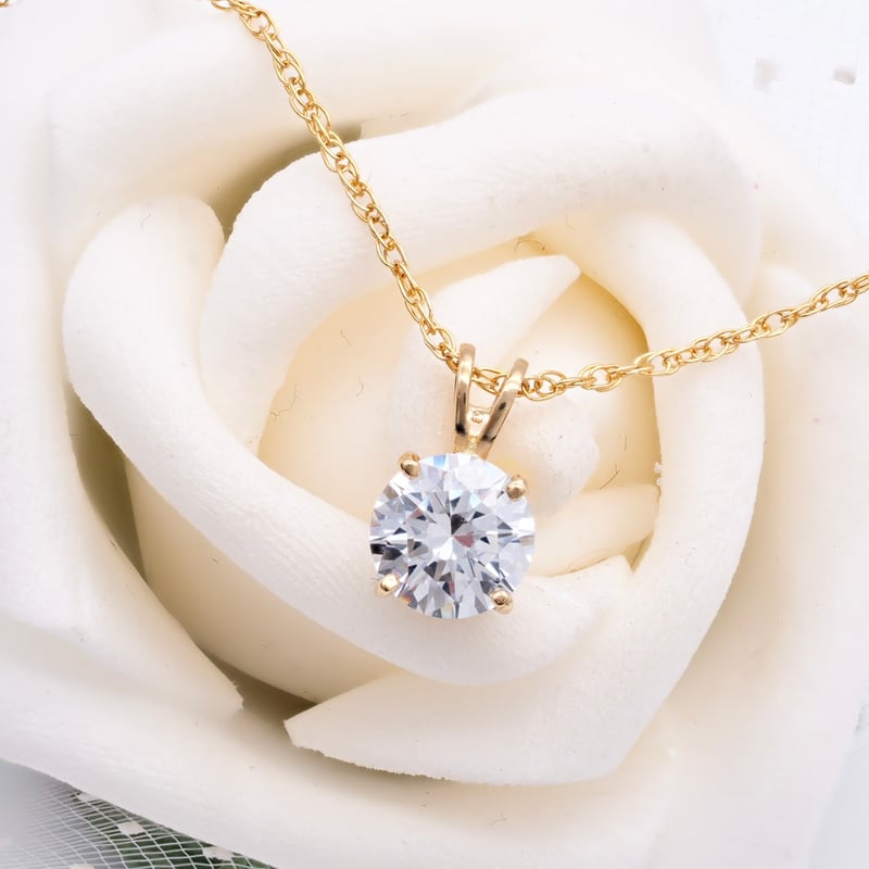 18K 一粒 ダイヤモンド ネックレス 1ct 18金 ゴールド ソリティア Y