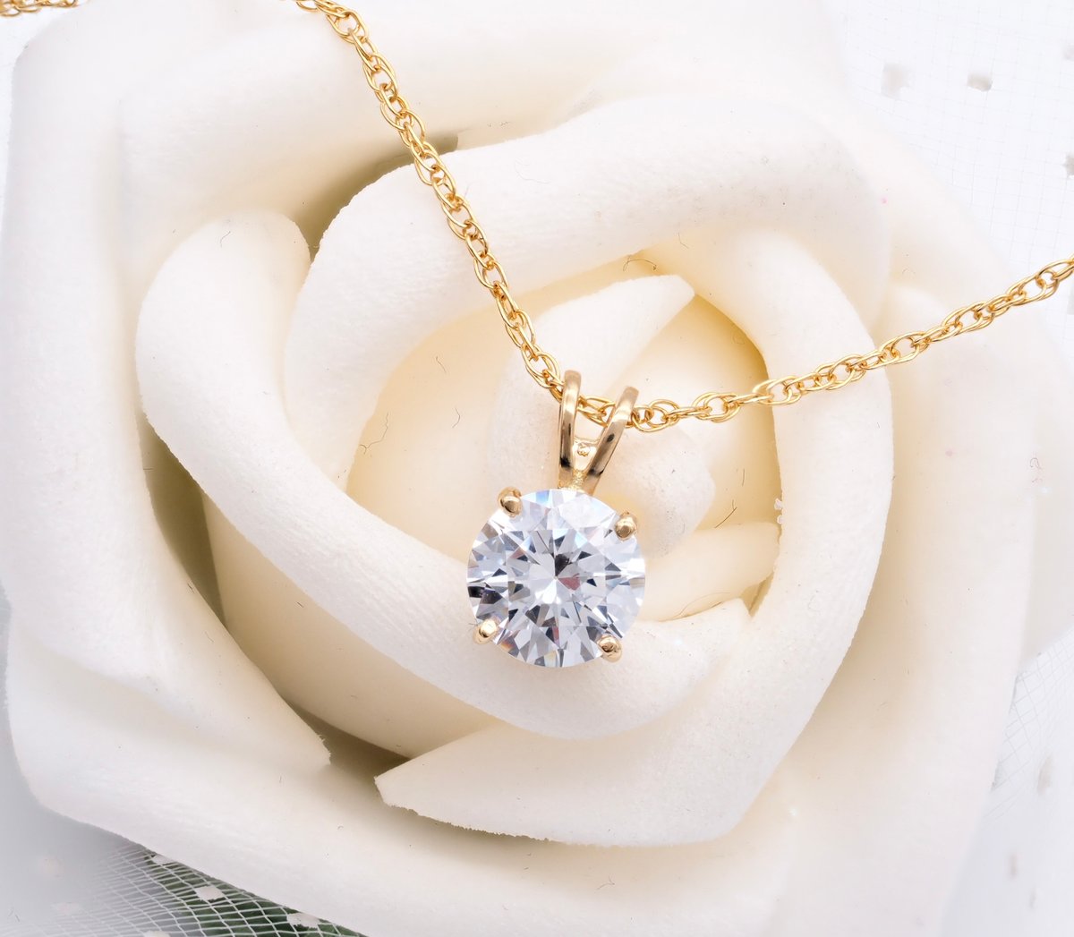18K 一粒 ダイヤモンド ネックレス ソリティア 18金 イエローゴールド 