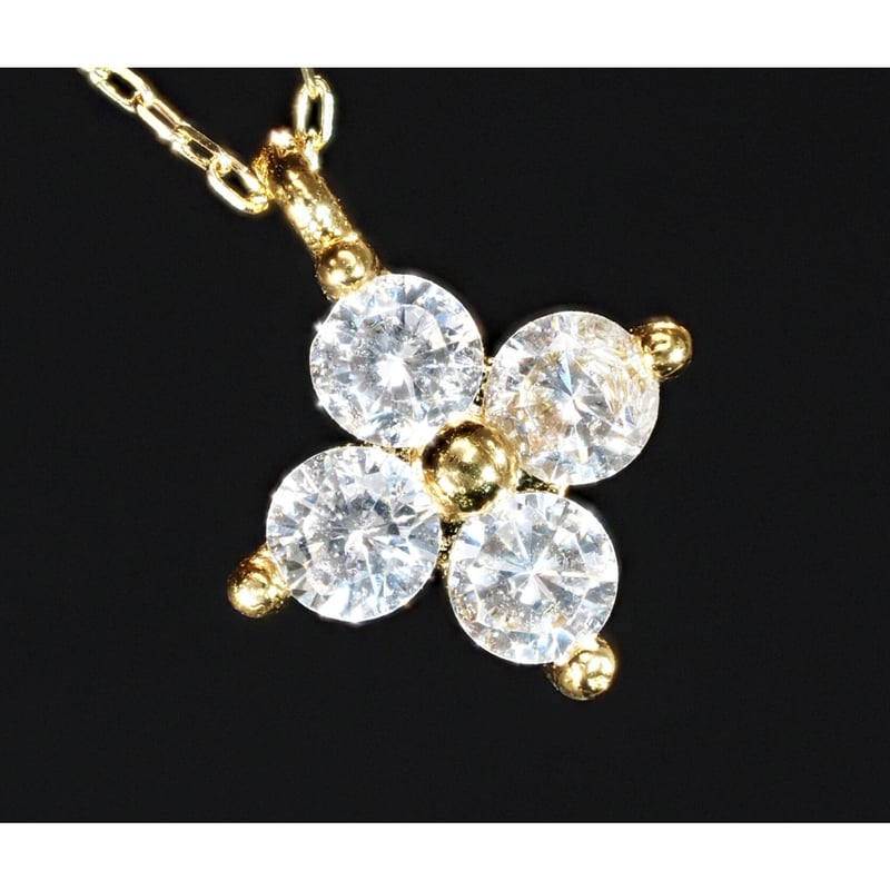 18金製 ダイヤモンド ネックレス 花 国内生産品 厳選 K18 ( 刻印有