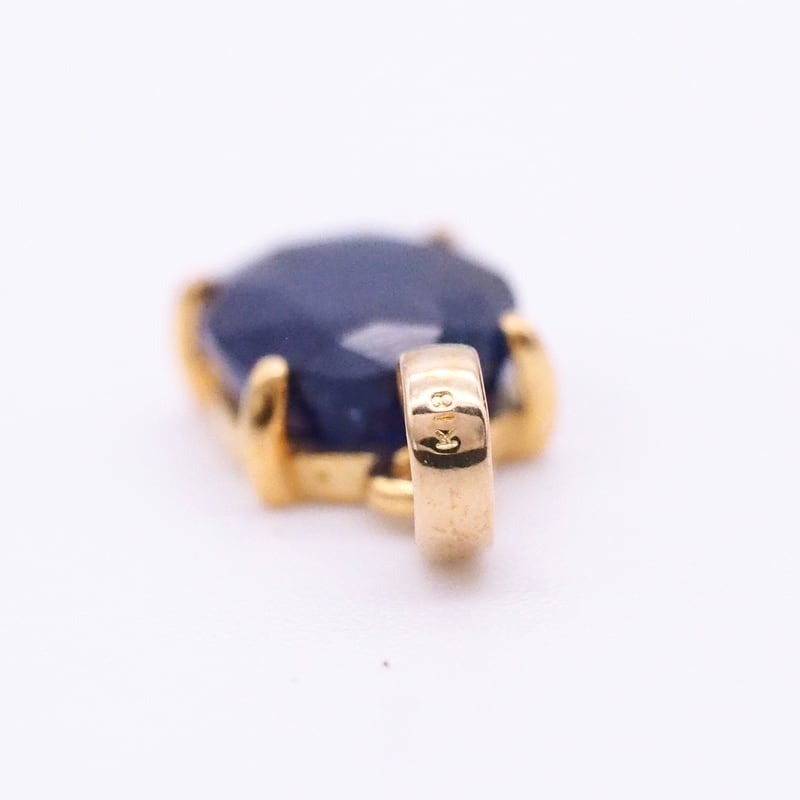 18K 天然 タンザナイト ネックレス 一粒 カボション 18金 ソリティア