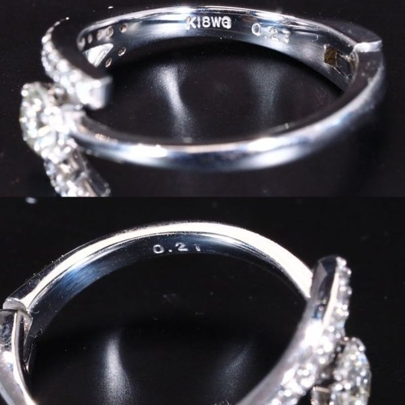 厳選 天然 ダイヤモンド リング 指輪 18金 WG 国内生産品 ダイヤ使用 