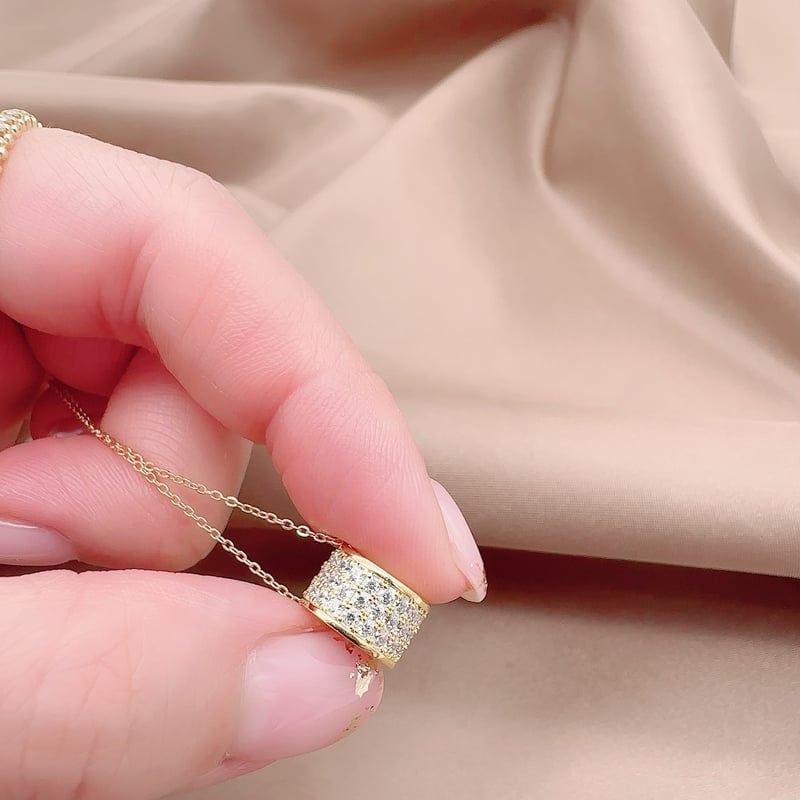 18金製 ダイヤモンド ネックレス 樽 バレル ハワイアンジュエリー K18