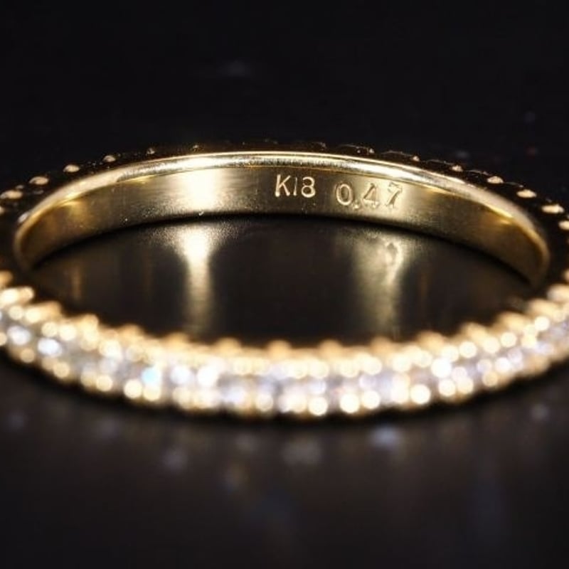 厳選 天然 ダイヤモンド エタニティ リング 指輪 0.47ct 18金 YG 国内 