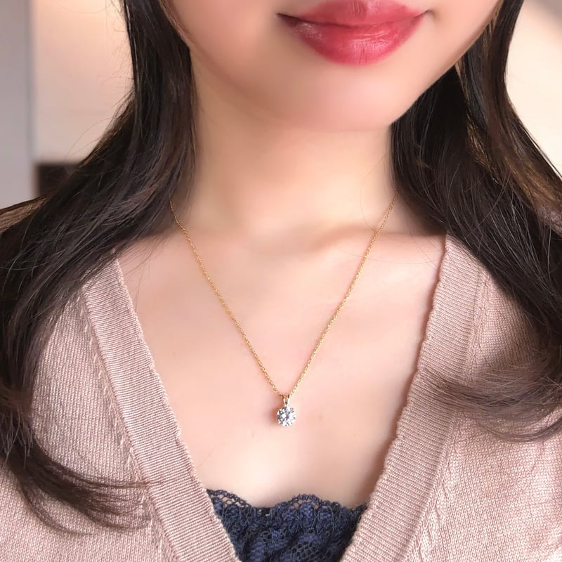 18K 一粒 ダイヤモンド ネックレス 0.35ct 18金 ゴールド ソリティア Y
