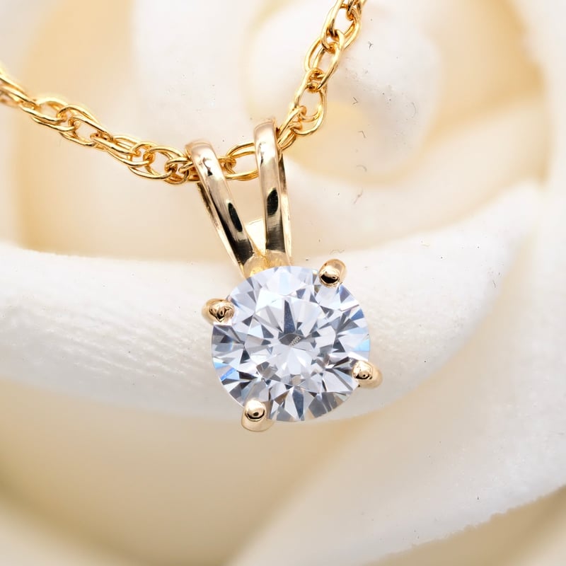 18K 一粒 ダイヤモンド ネックレス 0.35ct 18金 ゴールド ソリティア Y