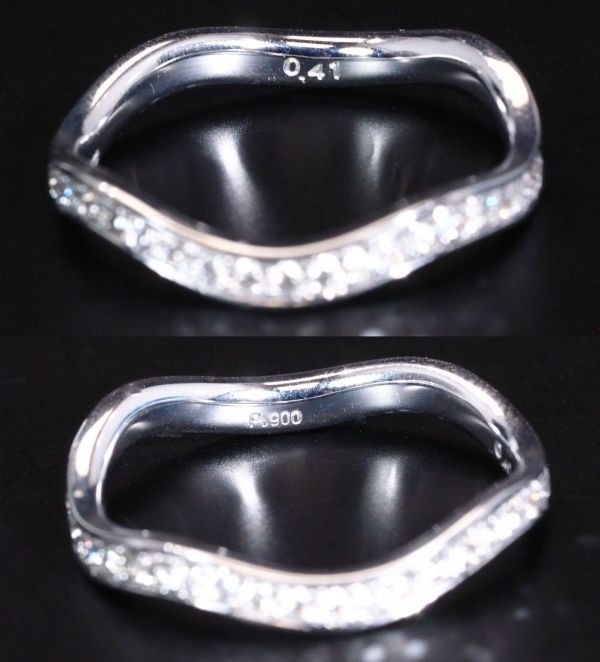 厳選 天然 ダイヤモンド エタニティ リング 指輪 ウェーブ 0.41ct 