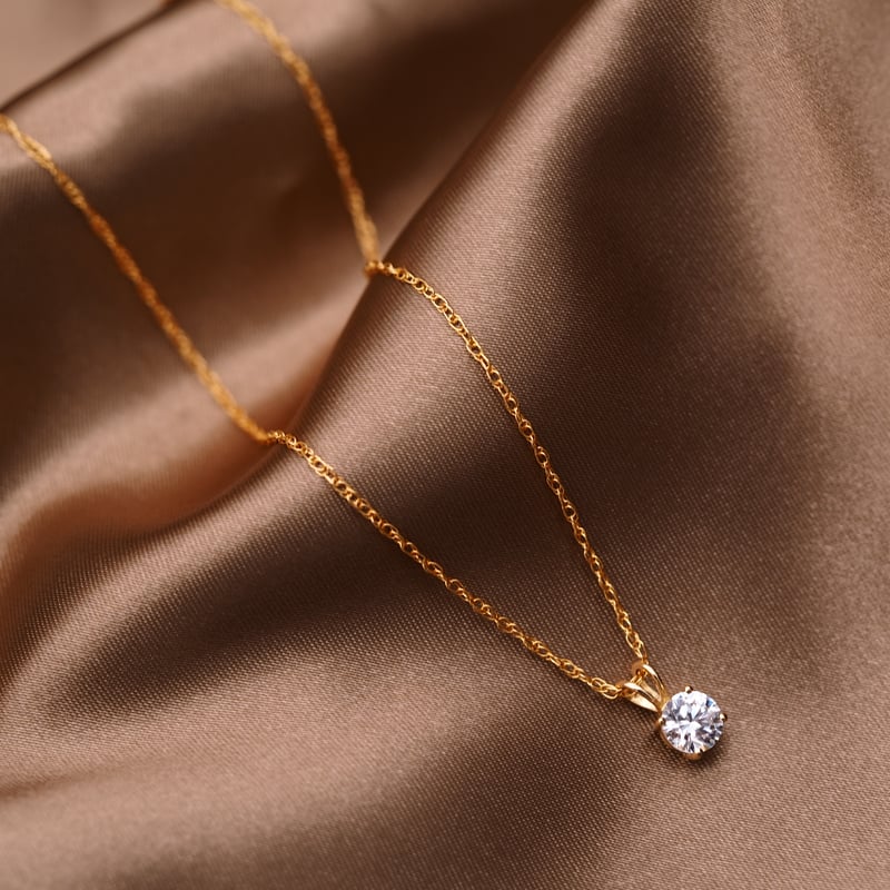 18K 一粒 ダイヤモンド ネックレス 0.5ct 18金 ゴールド ソリティア Y