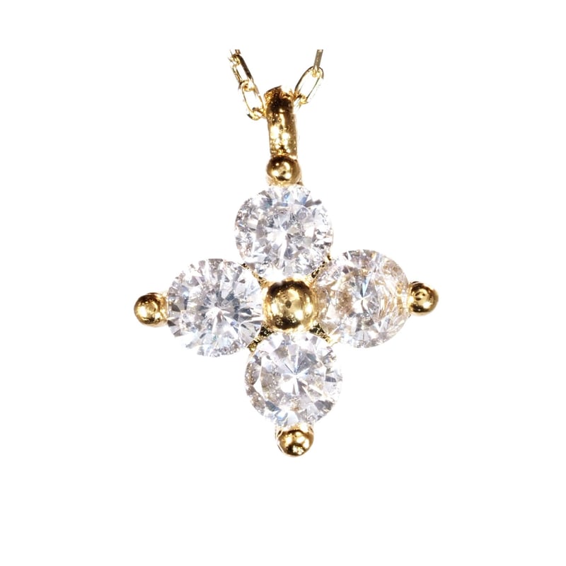 18金製 ダイヤモンド ネックレス 花 国内生産品 厳選 K18 ( 刻印有