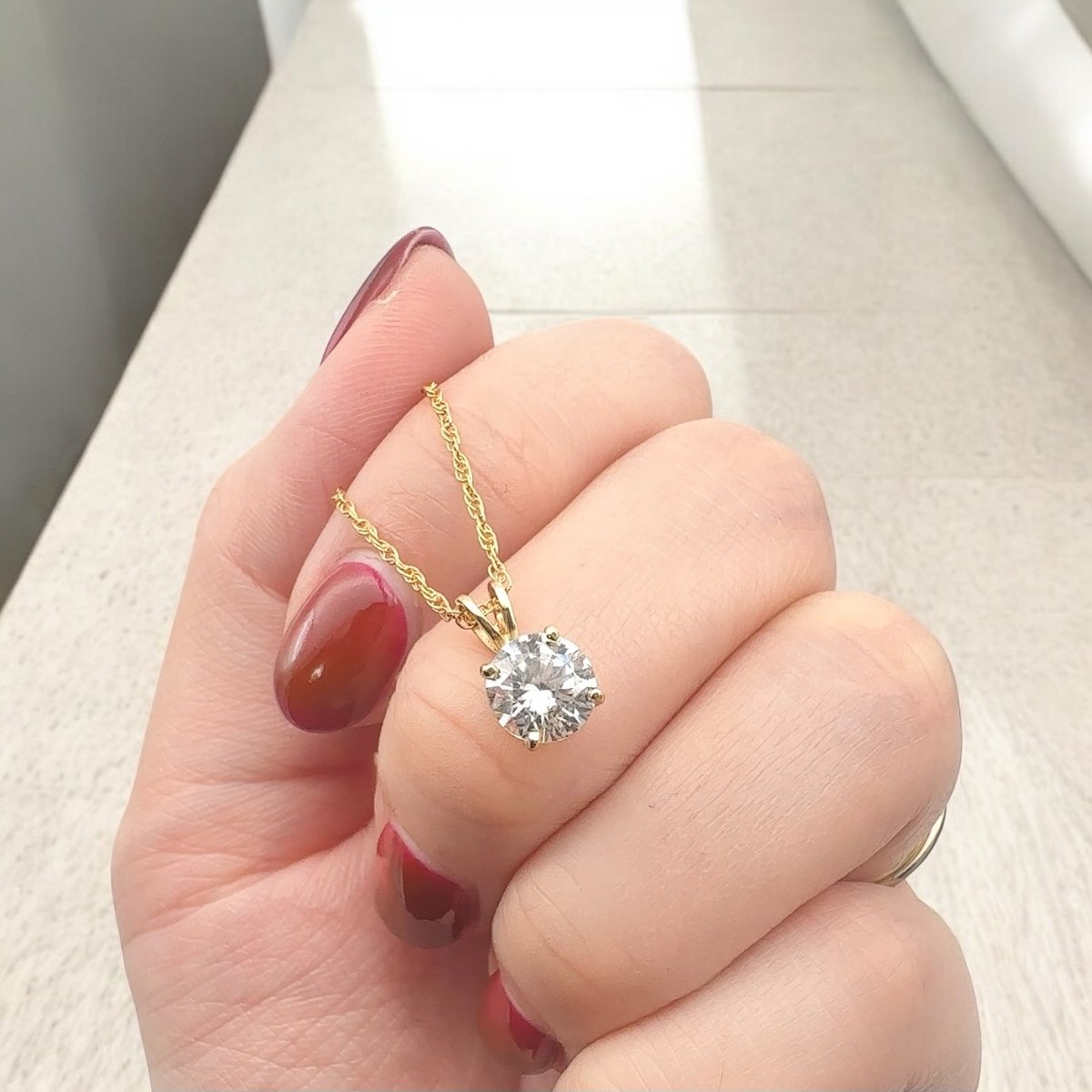 18K 一粒 ダイヤモンド ネックレス 1ct 18金 ゴールド ソリティア Y 