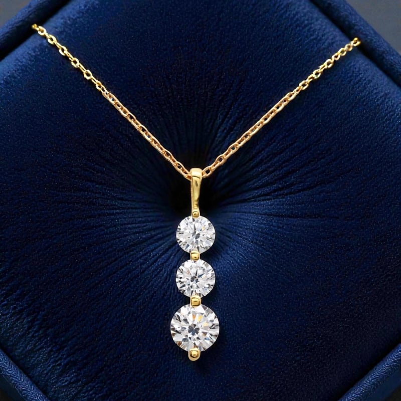 18K ダイヤモンド ネックレス トリロジー 3連 ペンダント 18金 YG
