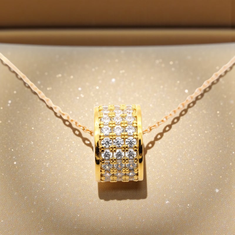 18金製 ダイヤモンド ネックレス 樽 バレル ハワイアンジュエリー K18