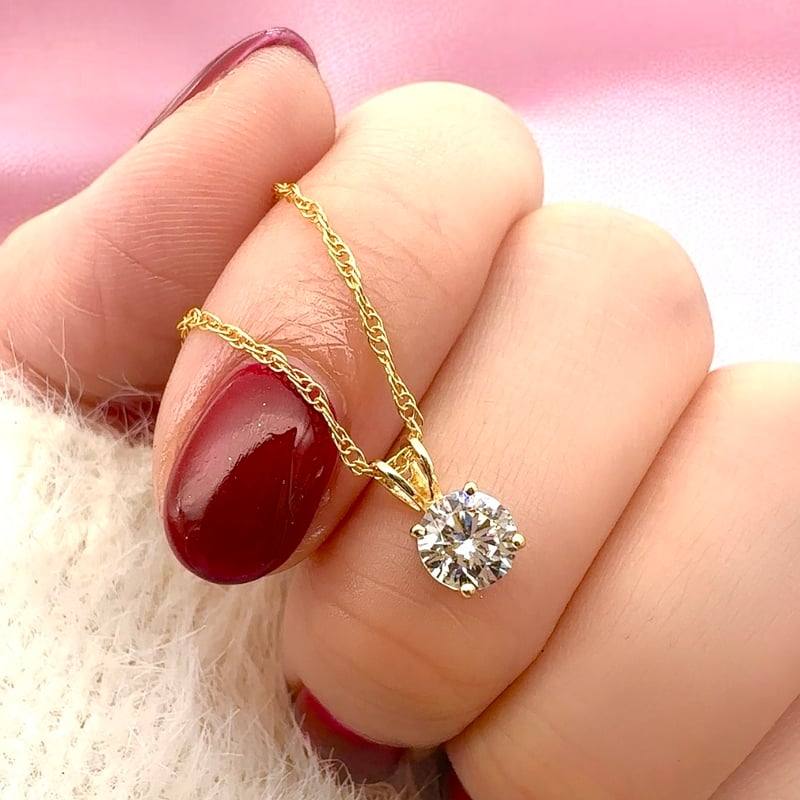 18K 一粒 ダイヤモンド ネックレス 0.5ct 18金 ゴールド ソリティア Y