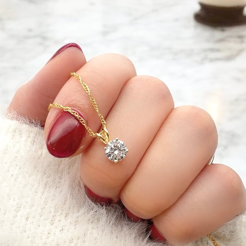 18K 一粒 ダイヤモンド ネックレス 0.5ct 18金 ゴールド ソリティア Y
