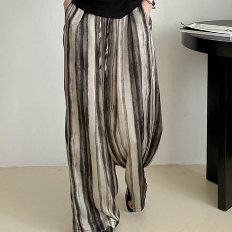 striped monotone wide pants /1color　LA2124
