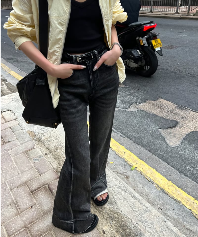 flare wild faded-denim pants / 2color LA3081 |