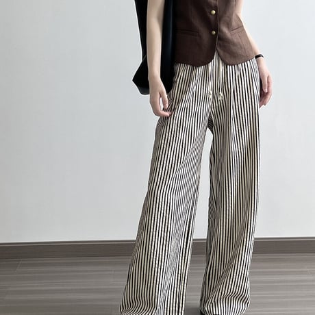 striped wide pants /1color　LA2139