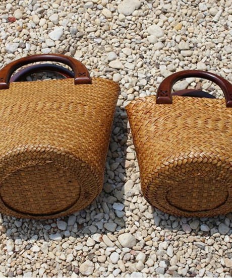 wooden handle bucket bag /2color　LA3118