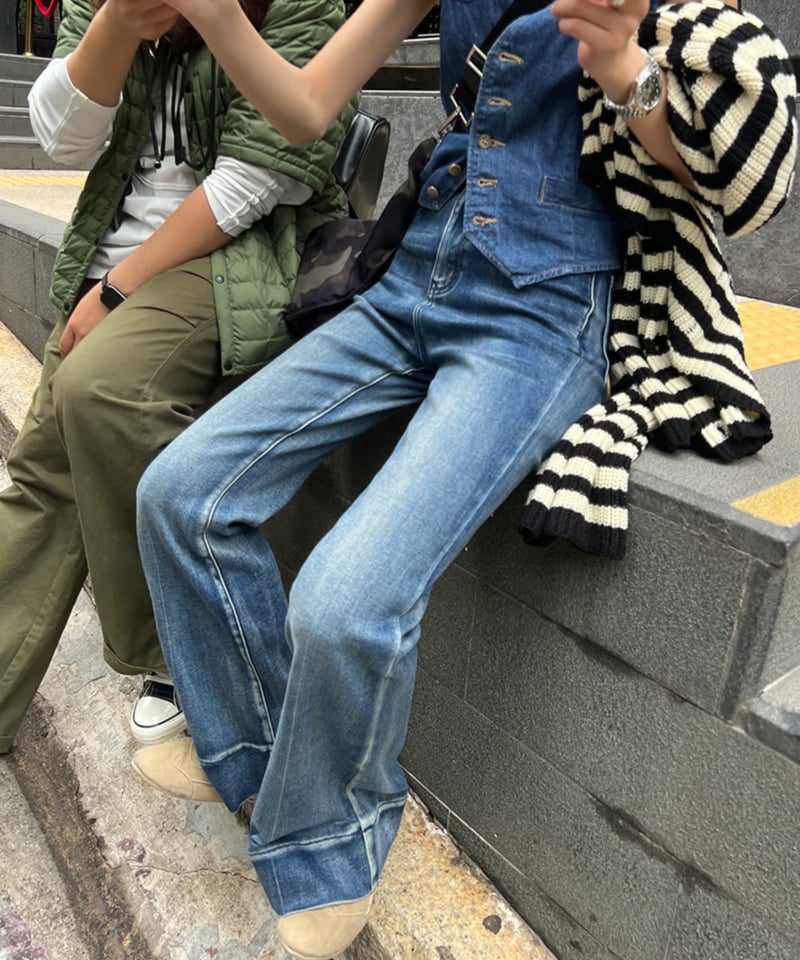 flare wild faded-denim pants / 2color LA3081 |