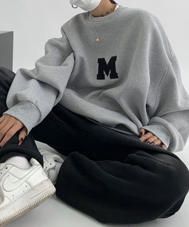 即納】【SALE】embroidered logo sweatshirt /3color L