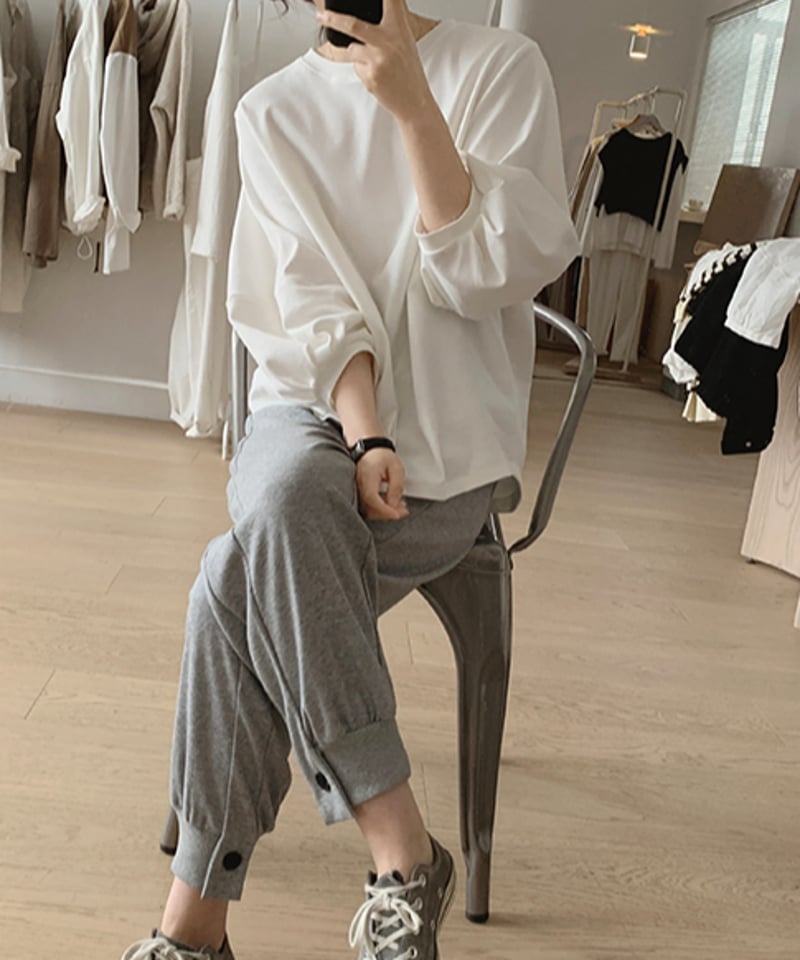 即納】【SALE】2pattern sleeves cotton pullover /4co