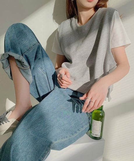 【即納】【SALE】cotton short vest /2color　LA1043