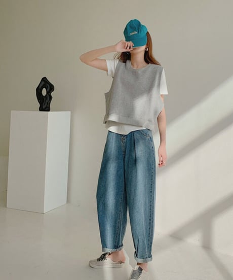 【即納】【SALE】cotton short vest /2color　LA1043