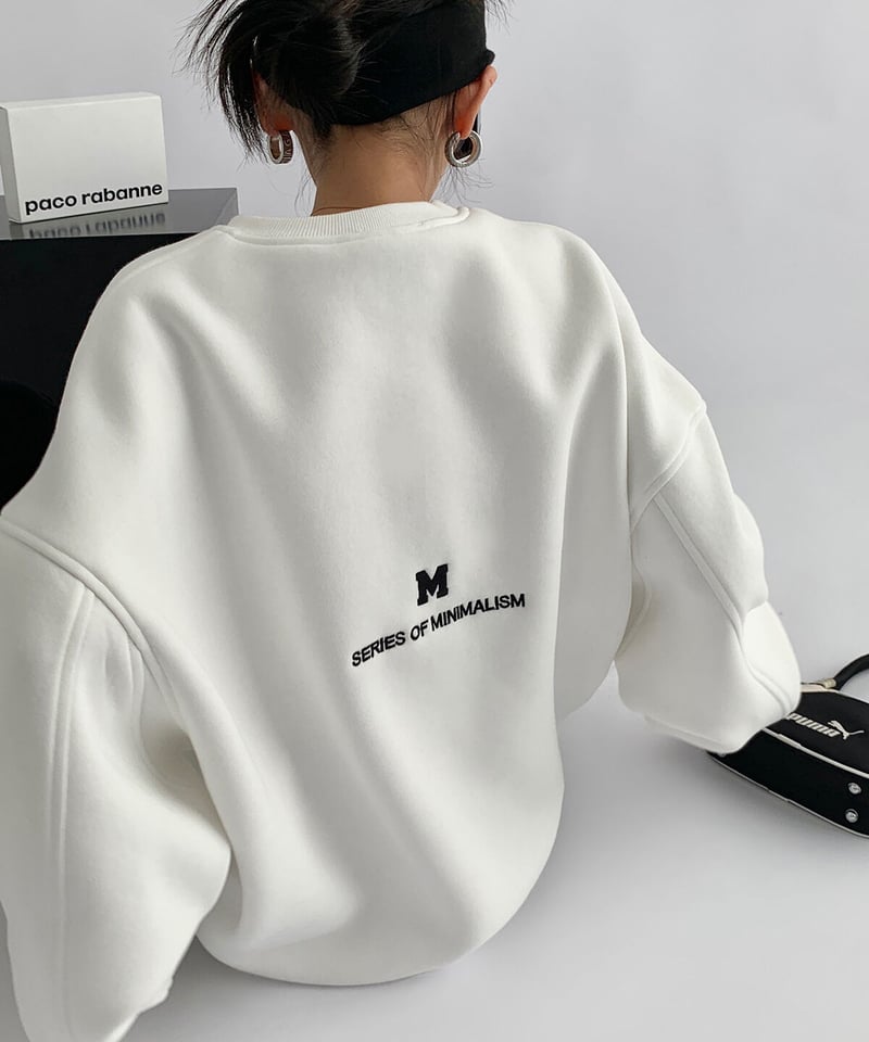 即納】【SALE】embroidered logo sweatshirt /3color L