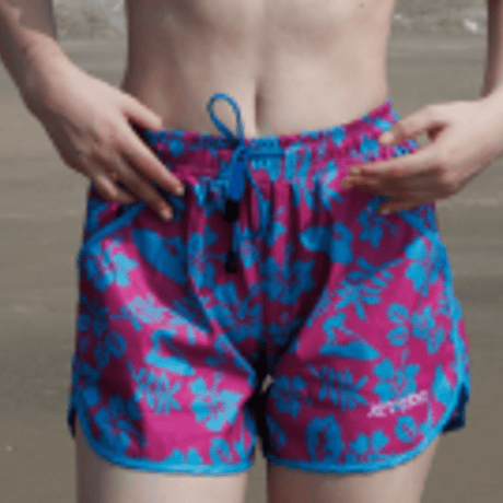 LADY FLORAL SHORTS(Pink/Aqua)