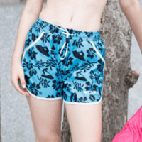 LADY FLORAL SHORTS(Aqua/Black)