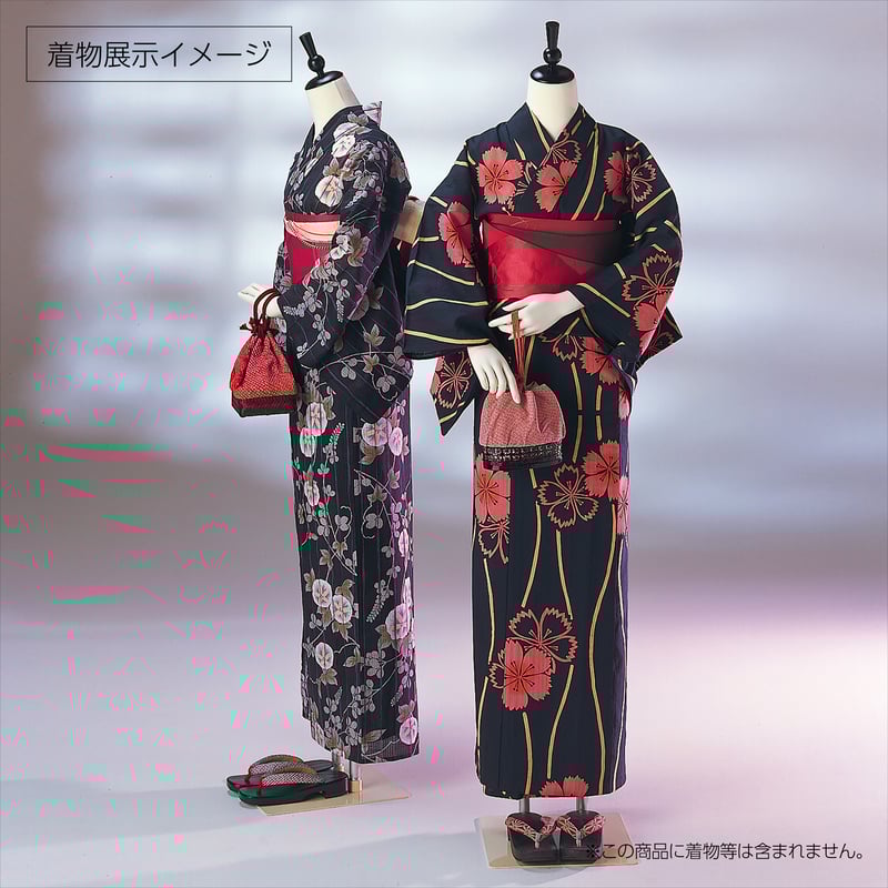 着物帯入り皿　希少品 着付けのいらない簡単セパレート綿浴衣＋しわ兵児帯 2点セット