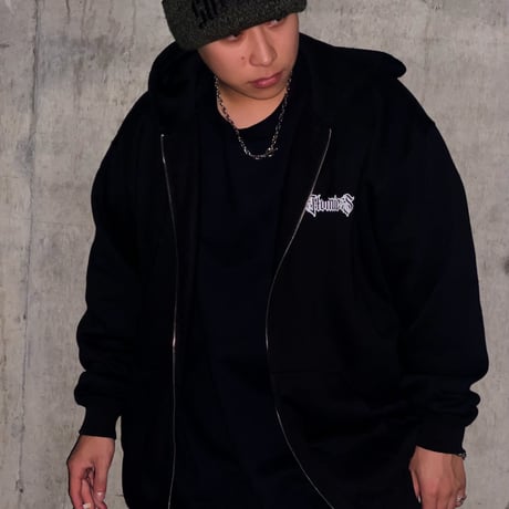 cross H fullzip hoodie (black)/CROSS H FULLZIP BK