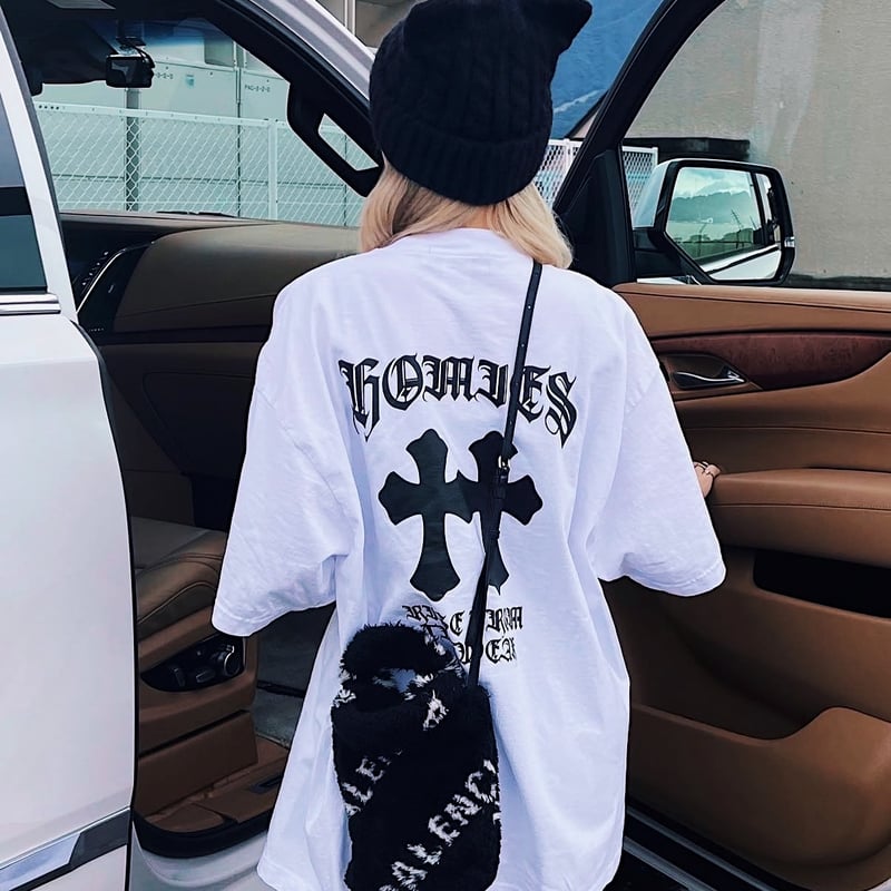 W cross tee black (white) 【ZZ】/W CROSS TEE BK W