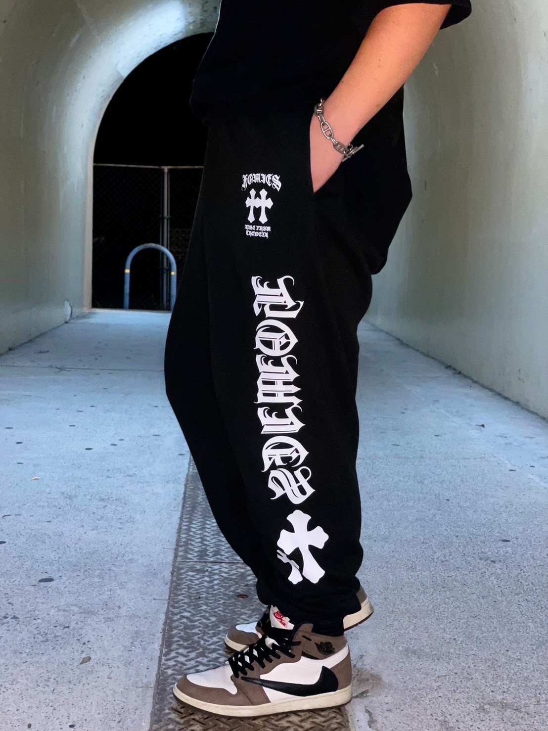 W cross sweat pants (black)/W CROSS PANTS BK |