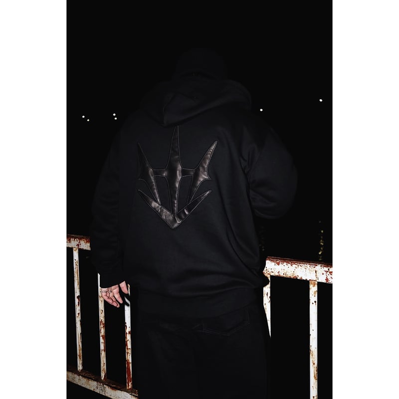 HU full zip leather hoodie (black) | HOMIES UNITY