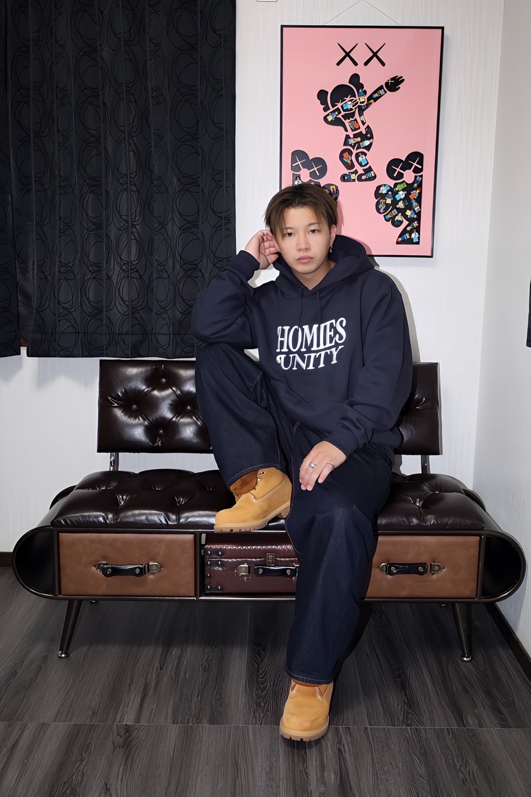 BRAND NAME EMBOIDERY HOODIE (navy) | HOMIES UNITY