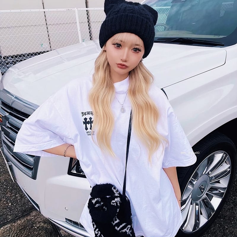 W cross tee black (white) 【ZZ】/W CROSS TEE BK W