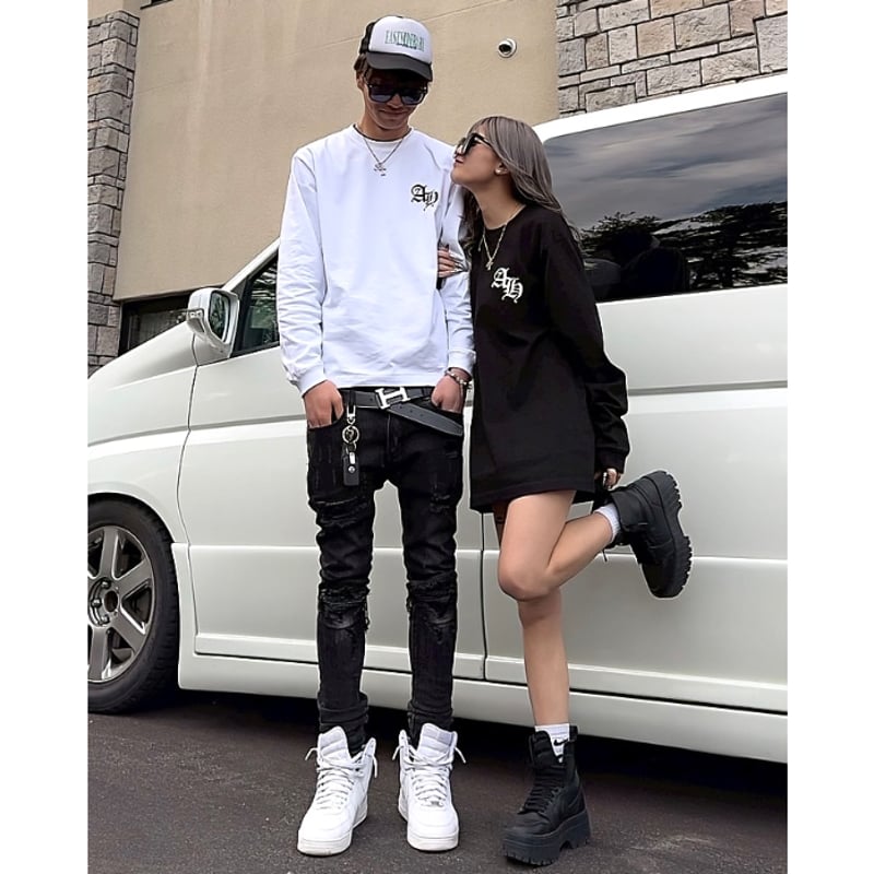 あやな出品　ロングTシャツ Ayana collab long T-shirt 【be confident】（black)