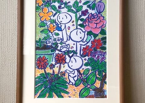 原画作品「賑やかな花壇」
