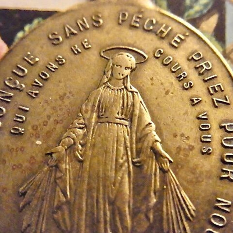 フランス アンティーク 不思議のメダイ 無原罪の御宿り 聖母